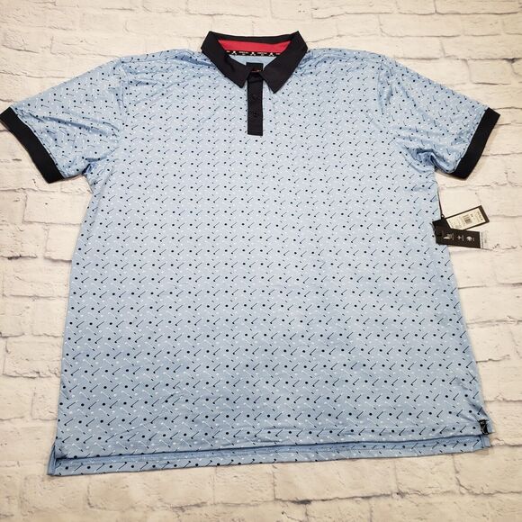 Kenneth Cole MENS SIZE 4X Golf Clubs Polo Shirt Wicking UPF 50+ Stretch Blue - Picture 1 of 12